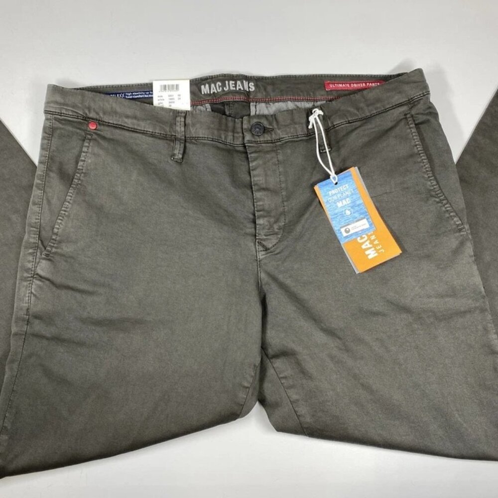 NEW MAC JEANS Flex Ultimate Driver Slim Fit Chino Pants Dark Grey Size 38x32